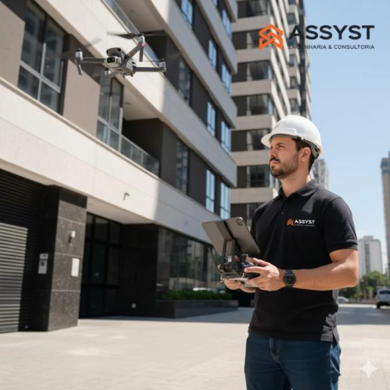 Vistoria de fachada com drone Vistoria de fachada com drone